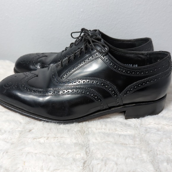Florsheim Lexington 1706601 Mens‎ Leather 10 3E Black Wingtip Oxford Dress Shoes - Picture 6 of 11